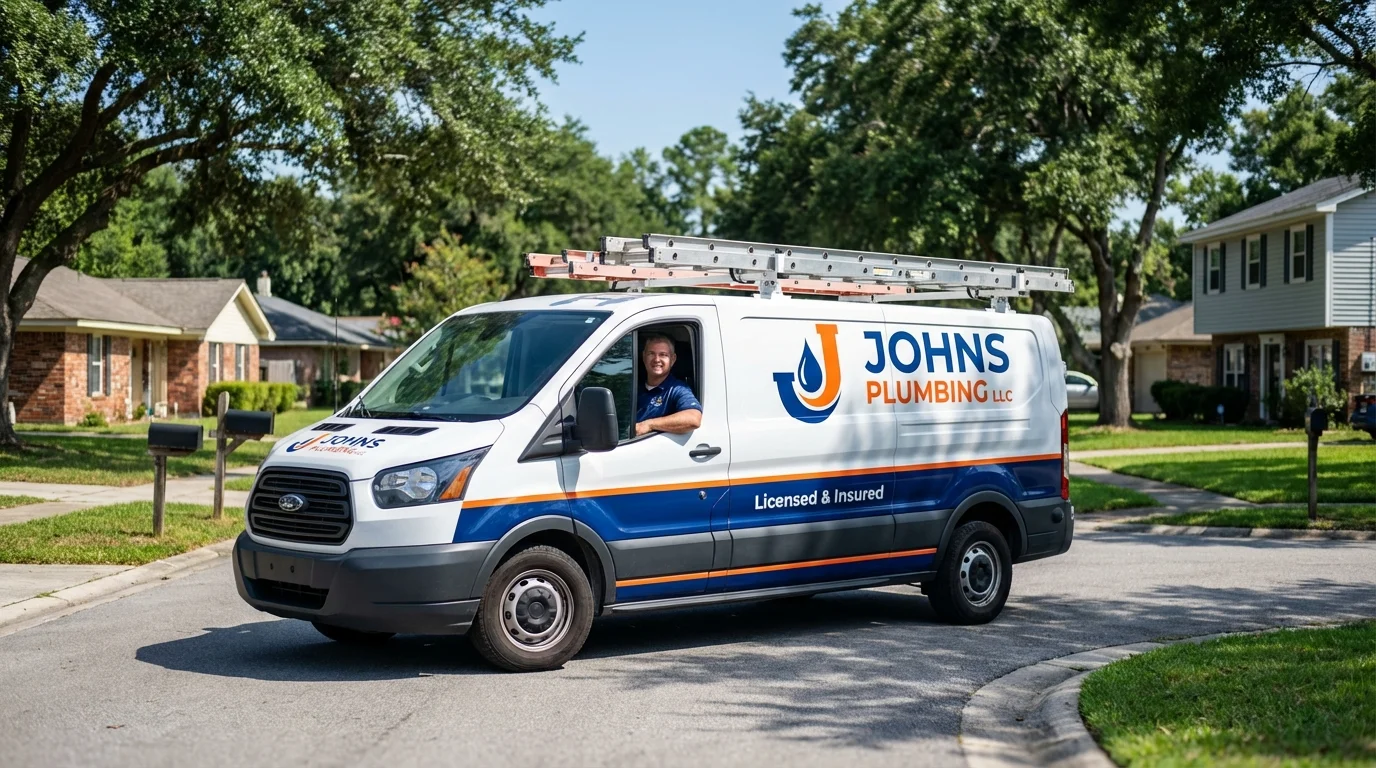 Johns Plumbing LLC service van in Sterling City, TX