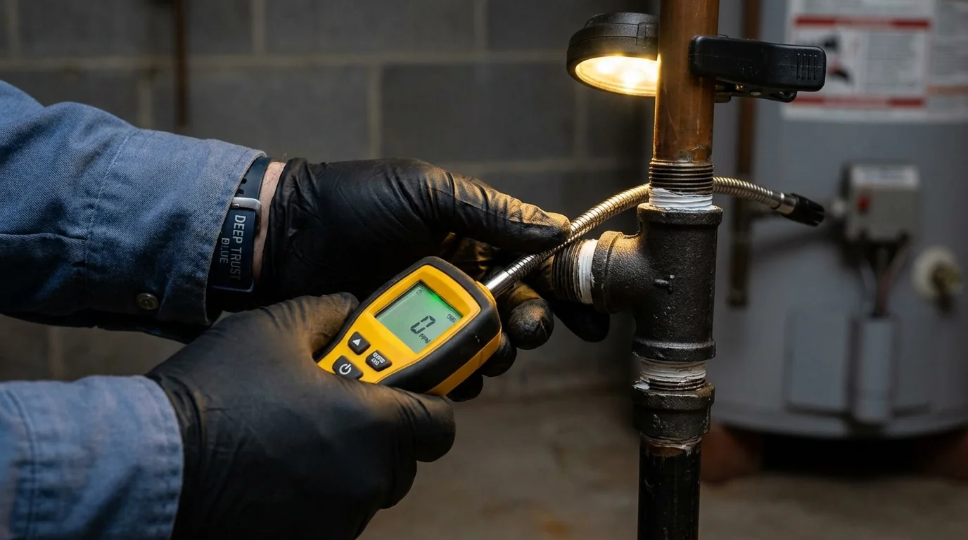 Gas leak detection with electronic sniffer by Johns Plumbing LLC in Sterling City