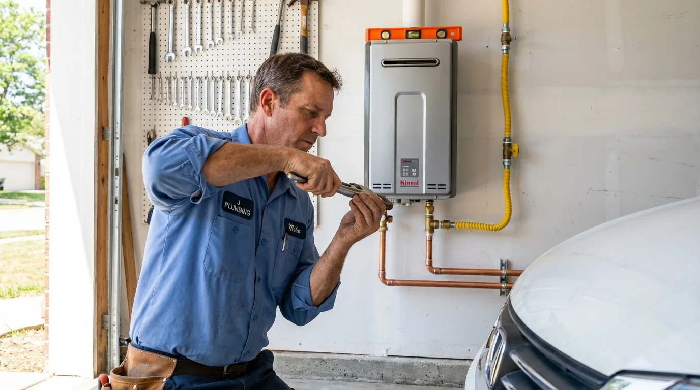 Tankless water heater installation by a Johns Plumbing LLC plumber in Sterling City